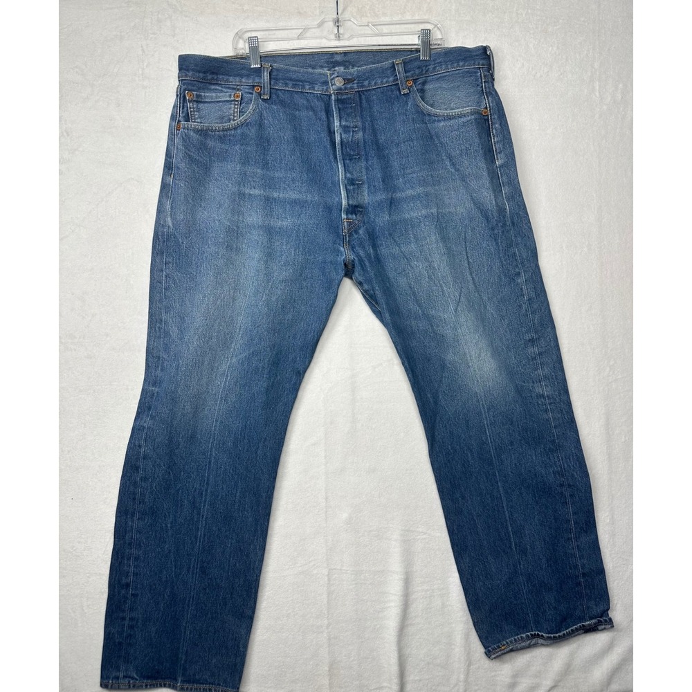 Levi's‎ 501 Button Fly Jeans Mens Size 44x32 Blue Denim Straight Leg Casual